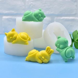 Silicone Animal Molds DIY Rabbit Cat Pig Panda Cartoon Cute For Soap Candle Cake Fondant Handcrafted