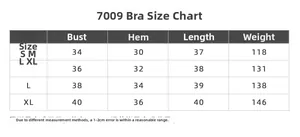 Guide des tailles détaillé pour brassière de sport sans couture 7009 avec mesures S-XL