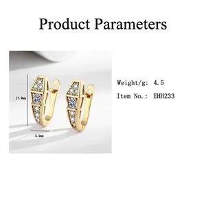 Luxury 18K gold plated snake-shaped hoop earrings with sparkling white zircons