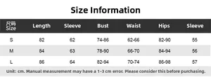 Detailed sizing chart with measurements in cm for long sleeve floral print mini dress