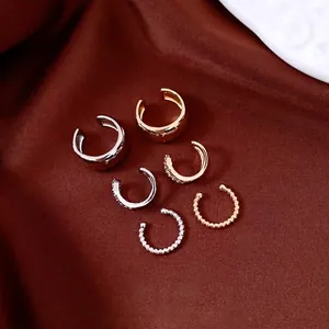 Minimalist 18k Real Gold Plated Ear Cuffs For Women Rhinestone Geometric Ear Clips Geometric Jewelry Non Pierced Earrings