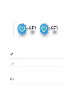 Détails des boucles d'oreilles cœur en argent 925 avec dimensions de 6mm et fermoir à vis