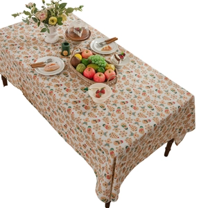 Christmas gingerbread man printed cotton linen tablecloth for festive kitchen decoration