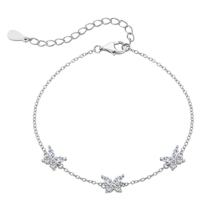 Elegant S925 sterling silver butterfly bracelet with shimmering zircon stones for women