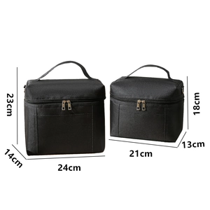 Large insulated lunch bags in two sizes for work and picnic made of durable black nylon