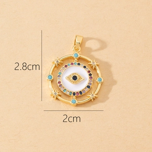 Golden Evil Eye pendant with colorful zircons and blue gemstones for DIY necklaces