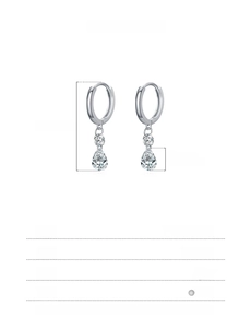 Détail des boucles d'oreilles goutte en argent 925 avec mesure précise de 27mm de long