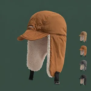 Unisex Winter Trapper Hat Windproof Aviator Cap With Faux Lamb Wool Lining Ear Flaps Adjustable Buckle For Outdoor