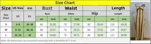 Detailed size chart for lace one-shoulder slim fit beach dress with measurements in cm and inch