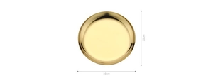 Detailed top view of 10cm gold round stainless steel tray with mirror finish