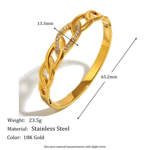 18K gold plated stainless steel mesh bracelet with sparkling cubic zirconia eye buckle