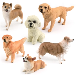 Set of 6 realistic dog figurines including Golden Retriever, Corgi, and Shiba Inu models