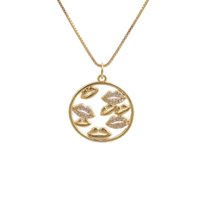 Elegant Pendant Necklace Gold Plated Copper With Zircon Zirconia Box Chain Fashion Jewelry For Women