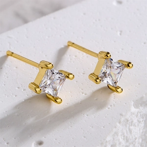 Pendientes De Botón Mini Oro De 18K Chapado Cobre Circón Mariposa Rosa Diseño Geométrico Para Mujer Joyería INS