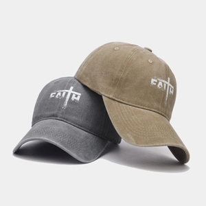 Casquettes de baseball vintage en coton délavé avec broderie FAITH et visière courbée