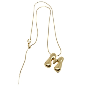 Polished 18K gold plated balloon style letter M pendant with sleek snake chain necklace