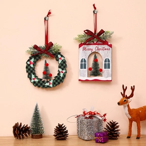 Christmas Cedar Tree round hanging ornament with Merry Christmas art for festive wall decor