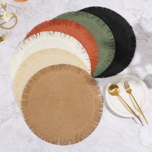 Tovaglietta Rotonda Intrecciata In Fibra Di Carta Con Nappine Tovaglietta Decorativa Resistente Al Calore Stile Nordico