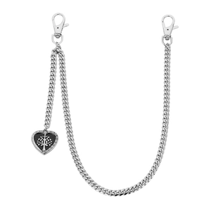 Chaîne de taille punk en acier titane avec pendentif cœur arbre de vie sur fond blanc
