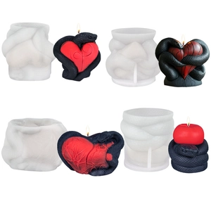 Snake heart and apple silicone candle mold set for DIY resin and plaster crafts
