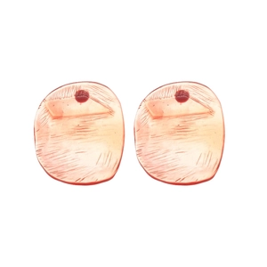 Irregular oval pink resin stud earrings with silver needles and textured finish