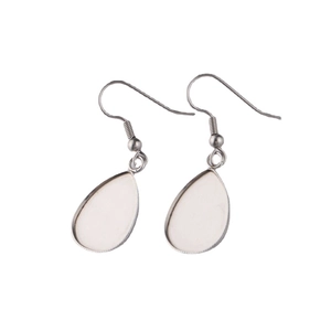 DIY stainless steel teardrop earring hooks with blank bezel settings for jewelry making