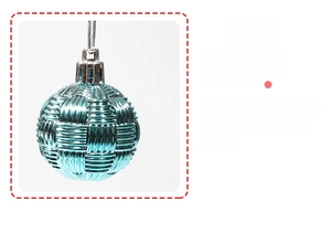 Dettaglio di pallina di Natale blu 4cm con trama intrecciata e cordino appeso in argento