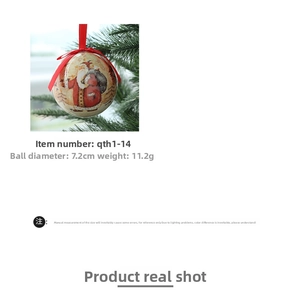 Close-up of a 7.2cm Christmas foam ball with Santa pattern and red ribbon hanger