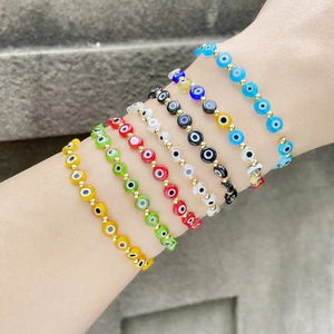 Bracciale Di Perle Malocchio Rame Distanziatori Dorati Gioielli Portafortuna Turchi Stile Boho Per Donne