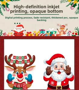 Detail of thickened PVC Christmas window stickers showing digital printing and opaque finish