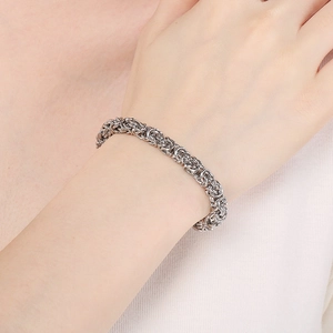 Silbernes Edelstahl-Gliederkette-Armband für Herren und Damen mit kühner Webstruktur
