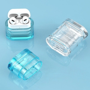 Transparent and ice blue protective cases for AirPods Pro with thick TPU frames