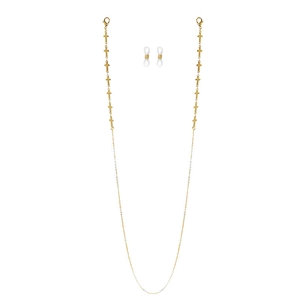 Gold-plated eyewear chain with cross charms and silicone loops for glasses and masks