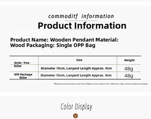 Detailed size and weight table for the pine needle wooden gnome Christmas pendant ornaments