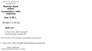 Detailed size chart for the halter backless dress showing measurements in centimeters