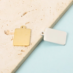 Polished gold and silver rectangular stainless steel pendants for jewelry making