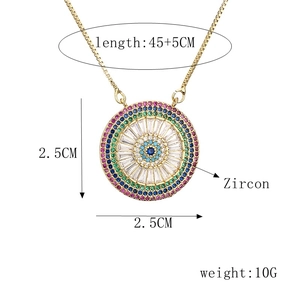 Detailed size specifications for zircon pendant necklace with 45+5cm chain length