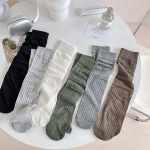 Assorted six-pack of ribbed mid-calf socks in diverse colors for women's casual style