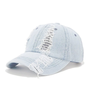 Vintage Washed Denim Baseball Cap Distressed Ripped Cotton Sun Hat Retro Outdoor Streetwear Men Women Adjustable