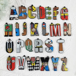 Circus Carnaval Alfabet Letters Acryl Bedeltjes Cartoon Clown Hangers Voor DIY Sieraden Maken Oorbellen Ketting Accessoires