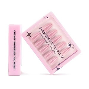 Unghie Finte Rosa Gelatina Lucide Forma A Mandorla Corta Colore Puro Copertura Totale Manicure Per Donne Elegante Semplice