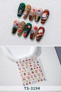 Detailed Christmas nail art stickers featuring cute deer, trees, and festive holiday patterns