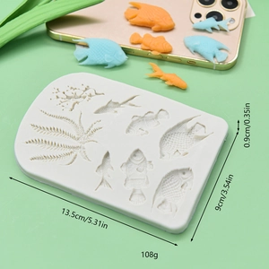 Ocean fish and seaweed silicone fondant mold for DIY cake decoration and chocolate making