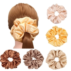 Large Satin Scrunchies High Elasticity Satin Like Fabric Hair Ties Oversized Solid Color Floral Ponytail Holder For Women