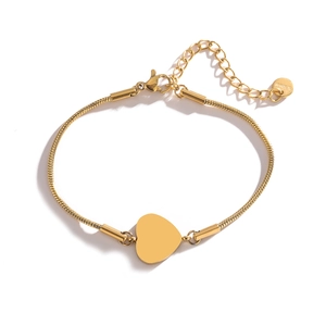 Detail of 18K gold heart pendant and snake chain with adjustable lobster clasp