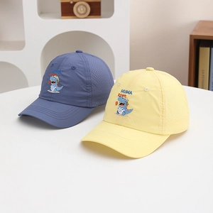 Kids quick-dry baseball caps with dinosaur embroidery and breathable laser-cut holes