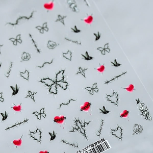 Gothic Dark Butterfly Thorn Heart Nail Art Stickers Thin Resilient Adhesive Y2K Cool Girl Style DIY Manicure Decals