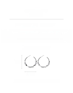 Silver-plated twisted C-shape earrings with zircon inlay, 3.5cm diameter details