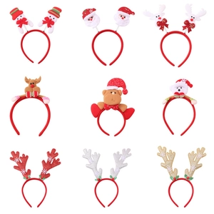 Set of 9 festive Christmas headbands with Santa, reindeer, and snowman plush designs
