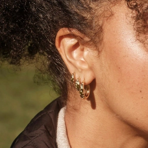 S925 silver gold-plated hoop earrings with sparkling star motifs in three sizes